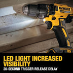 DEWALT 20V MAX Cordless Drill Driver Set, Electric Drill, Brushless 1/2 In 2 Speed, 2.0 Ah Battery and Charger Included, LED Light (DCD777D1)