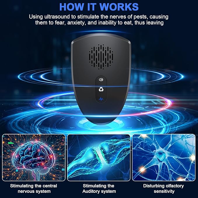 (2025 Upgraded) Ultrasonic Insect & Pest Indoor Repeller, Plug-in Control Device Repellent for Rodent, Mice, Rats, Roaches, Ants, Spiders, Mosquitoes, Bugs, Home, 3 Mode Switching (6 Pack)