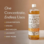 Branch Basics Cleaning Essentials Kit: All Purpose, Glass and Bathroom Cleaner - Concentrate (33.8 Oz) (24 Refills) + Refillable Glass Spray Bottles (16 Oz) Plant Based, Human-Safe, & Fragrance Free