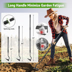 Lilyvane Garden Hoe, Heavy Duty Plow Hoe Garden Tool for Plowing,Cultivating, Trenching, Ridging, Weeding, Loosening Soil, 55 Inch Long Handle, V Shaped Sharp Triangle Hoe, Gardening Hand Tools