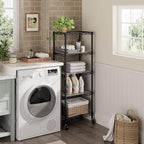 Golpart Small 5 Tier Shelves Storage Wire Shelving Unit Metal Shelf Adjustable Organizers Storage Shelving with Wheels for Bathroom Laundry Room Kitchen Pantry12”D x 18”W x 57.2”H Black