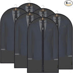 BALEINE 40'' Translucent Garment Bags, 6 Packs PEVA Dress Bag for Closet Clothes Dresses Suit Coats Storage (Black, 6PK)