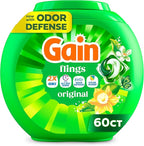Gain Flings Laundry Detergent Pacs, 60 Count, Original Scent, with Odor Defense, concentrated laundry soap pacs