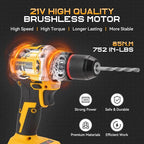 3/8" Brushless Compact Drill Tool Set, 85N.m 21V Cordless Drill Box with 2 * 2000mAh Battery, 782 In-lb Tool Set,DIY Hand Tool Kits for Daily Home Repair