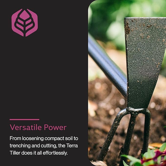 Yard Butler Terra Tiller Hand Cultivator, ITT-4T - Essential Gardening Tool for Yardwork - Power-Coated Steel Construction - Comfortable Grip - Long-Lasting - Rust-Resistant