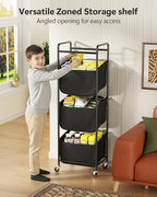 Moforoco Vertical Laundry Sorter 3 Section with Removable Bag, Laundry Hamper with Wheels, 120 L Rolling Laundry Baskets organizer for Bathroom, Apartment, Dorm Room, Black