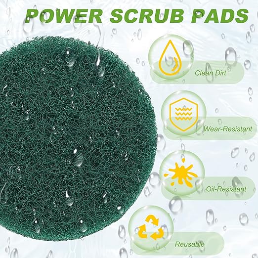 Power Scrub Pads, Scrubbing Pads 180 Grits Scouring Discs - Fitting for (Home Kitchen Cleaning - Drill Attachment - Scrubber Replacement) 8 Pcs & 4 Inch & Green