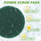 Power Scrub Pads, Scrubbing Pads 180 Grits Scouring Discs - Fitting for (Home Kitchen Cleaning - Drill Attachment - Scrubber Replacement) 8 Pcs & 4 Inch & Green