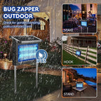 Solar Bug Zapper Outdoor, PhatroyYee Mosquito Zapper 4500V, Waterproof Portable Fly Zapper, Rechargeable Electric Mosquito Killer, Cordless Fly Insect Mosquitos Trap for Patio Yard Home Garden Camping