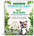 MorningRain Eco-Safe Laundry Detergent Sheets - Ingredients from Finland, Natural Scent, Bio-Enzyme Formula, Power clean, 30 Sheets (Up to 60 Loads) - Non-Toxic, Preservative-Free, Designed in USA