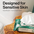 The Honest Company Flushable Wipes for Sensitive Skin Fragrance-Free Hypoallergenic pH-Balanced Feminine 99% Water Safe-to-Flush Tropical Leaves 126 Count