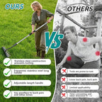 Upgraded Iron Weeding Tool with Adjustable Length Long Handle (31"-63") 3.0,Garden Weed Puller Tool ,8 Tines Manual Weeder Rake,Heavy Duty Weed Puller for Removing Weeds,Lawn, Flower Beds and Aeration
