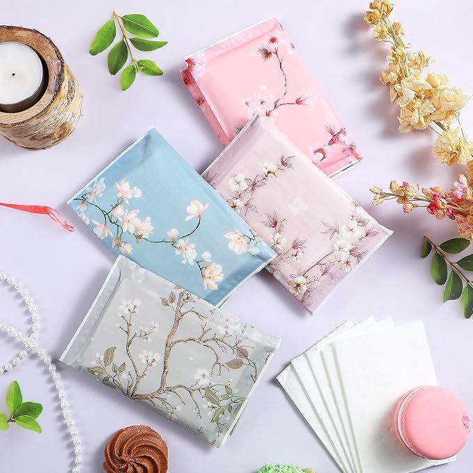 PerKoop 100 Pack Pocket Tissues Travel Slim Packs Small Facial Tissues Wallet Size Toilet Paper for Travel Guest Wedding Supplies, 4 Styles(Colorful Flowers)