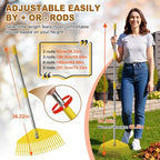 Garden Rake for Leaves - Extra Wide 17" Leaf Rake,Lightweight Long Handle for Women Seniors Kids Effortless Clean-Up,23 Non-Clog Flexible Tines for Lawn-Friendly,80” Adjustable Plastic Rakes for Yard