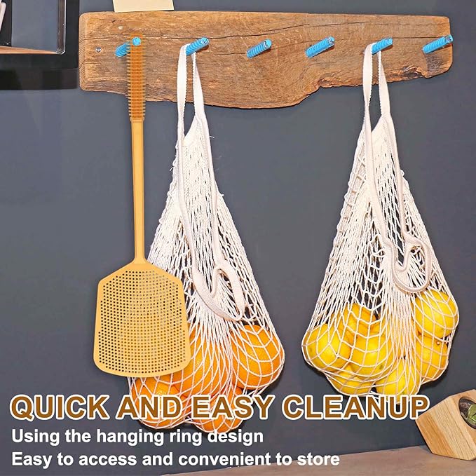 HARFINGTON 9pcs Fly Swatter 4.5"x4.5" Plastic Manual Heavy Duty Long Handle Fly Swatter for Home Indoor Outdoor, Silver