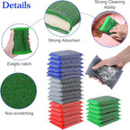 24 Pack Steel Scrub Sponges for Dishes Non Scratch Scouring Sponge Multi Use Metal Scrubber Heavy Duty Dish Wash Kitchen Sponge for Pot Dish Washing Hard Surface Cleaning Tools (Multicolored)