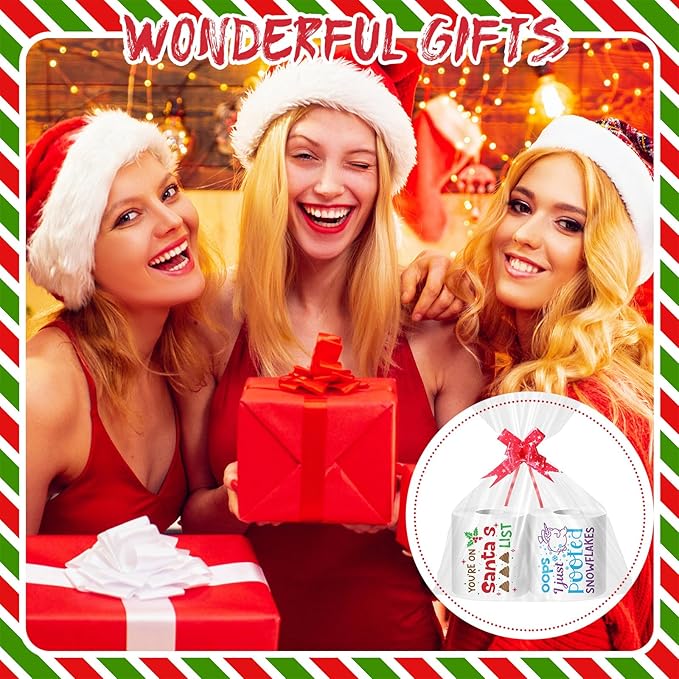 2 Rolls Christmas Toilet Paper Gifts Santa Claus Toilet Tissue with Packaging Bag and Bow Disposable Xmas Paper Towels Christmas Stocking Stuffers for Holiday Birthday Party Supply(Snowman)