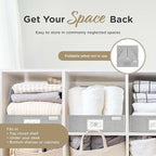 Trapezoid Closet Bins for Shelves – 12x12x10 Fabric Storage Baskets, Closet Organizers Bins, Open Front Fabric Baskets, Collapsible Organizer Boxes for Clothes, Linen – Light Gray, 3 Pack