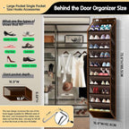 Kotkn 10 Tier Over The Door Organizer - Heavy Duty Hanging Storage Rack with Sturdy Oxford Fabric, Holds 20+ Pairs of Footwear, Boots & Sneakers, Saves 50% Closet Space (Dark Curry)