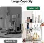 INVSSENE Corner Bathroom Countertop Organizer, Vanity Organizer Trays for Counter, Makeup Organizers, Perfume Tray, Skincare Shelf Storage Gifts for Women Girl Student (Smoky Gray 3 Tiers)