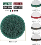 HARFINGTON 4pcs Scrubber Scouring Pads 180 400 800 1200 Grits 2 Inch Drill Power Brush Hoop and Loop Surface Conditioning Disc Drill Scuffing Disc Scrub Pads for Kitchen Cleaning, 4 Colors