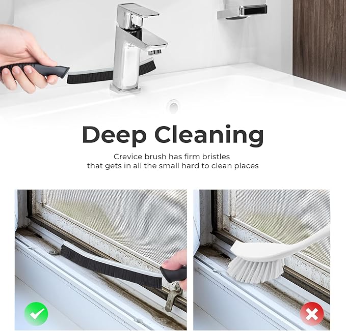 Cleaning Brush-Hard Crevice Cleaning Brushes, Multifunctional Window Groove Brushes, Grout Brush, Cleaning Tool for Bathroom, Kitchen, Toilet, Tile, Sink, Home (6, Blue)