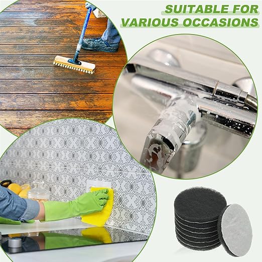 Power Scrub Pads, Scrubbing Pads 1500 Grits Scouring Discs - Fitting for (Home Kitchen Cleaning - Drill Attachment - Scrubber Replacement) 16 Pcs & 4 Inch & Green-Gray