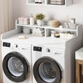 Garvee 54" Washer Dryer Countertop with 2-Tier Shelf, Wooden Laundry Countertop with Non-Slip Pad and Guard Rails, Washer and Dryer Topper for Laundry Room Organization