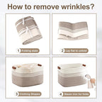 72L Large Laundry Basket with Leather Handles for Living Room Storage, Woven Rope Baskets Bin for Blanket, Kids Toy, Gifts, Wicker Hamper for Bedroom Dirty Clothes, 22"x17"x12" White Brown