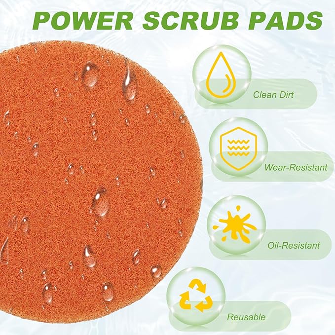 Power Scrub Pads, Scrubbing Pads 2000 Grits Scouring Discs - Fitting for (Home Kitchen Cleaning - Drill Attachment - Scrubber Replacement) 6 Pcs & 5 Inch & Orange