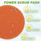 Power Scrub Pads, Scrubbing Pads 2000 Grits Scouring Discs - Fitting for (Home Kitchen Cleaning - Drill Attachment - Scrubber Replacement) 16 Pcs & 4 Inch & Orange