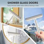 Squeegee 4-in-1 Window Cleaning Tool, Replaceable Foam-Friendly Brush Strip - Hanging & Water-Rinsable for Shower Glass, Glass Doors, Windows, Kitchen Stove, Car | Window Cleaning kit