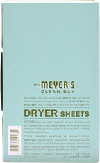 MRS. MEYER'S CLEAN DAY Dryer Sheets, Fabric Softener, Reduces Static, Infused with Essential Oils, Basil, 80 Count