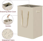 efluky Slim Laundry Basket, Narrow Laundry Hamper with Handles, Collapsible Dirty Clothes Hamper, Tall Laundry Bin for Laundry Room, Dorm and Bedroom, 90L Beige