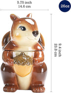 Bico Squirrel 8 inch Air Tight Cookie Jar, Hand Painted Ceramic Container, Dishwasher Safe