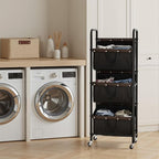 GRANNY SAYS 3 Tier Laundry Sorter, Laundry Basket with Wheels, Laundry Room Organization and Storage, 3 Section Rolling Laundry Cart for Dorm, Bathroom, Bedroom, Closet, Black