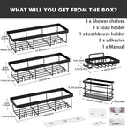 Moforoco Adhesive Shower Caddy Organizer Shelves Rack - 5 Pack Corner Bathroom Storage Organization, Home & Kitchen Decor Inside RV Accessories, Hanging First Apartment Household Camper Essentials