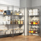 Homdox Heavy Duty 4-Tier Metal Shelving Unit with Adjustable Shelves, Rolling Storage Rack for Kitchen, Garage, Pantry, 36.02"x17.91"x74.41", Silver