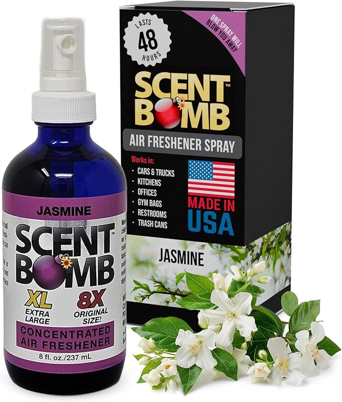 Scent Bomb Air Freshener Spray, Long-Lasting Odor Eliminator for Home & Car, Effective Deodorizer Spray for Kitchen, Bathroom, Fresh Room Spray & Smell Neutralizer, Jasmine