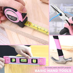 FASTPRO 177-Piece 20V Pink Cordless Lithium-ion Drill Driver and Home Tool Set, Lady's Home Repairing Tool Kit with Drill in Storage Case