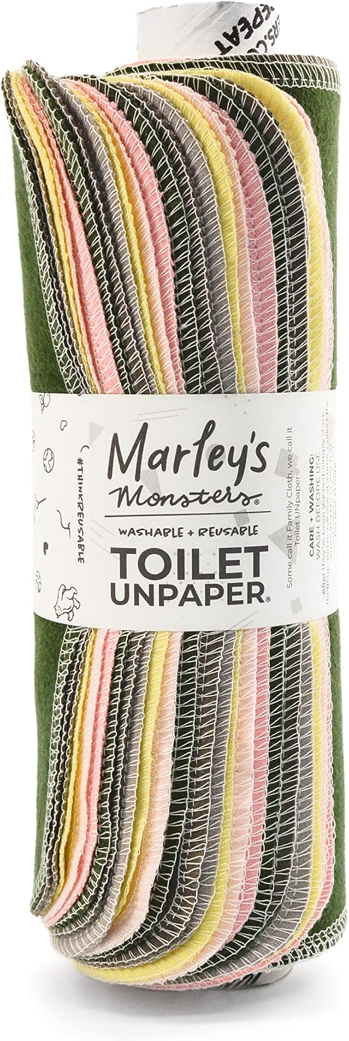 Marley's Monsters UNpaper Towels - 24 Count roll, Reusable Paper Towels, Paperless, Cotton, Tree Free (Sprout)
