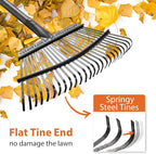Rake, Gardening Rakes for Leaves Lawns Heavy Duty, 79 in Leaf Rake with 25 Clog-Free Tines, 18.5” Wide Large Head, Metal Garden Tools for Yard Quick Cleanup Garss, Debris, Detachable for Camping