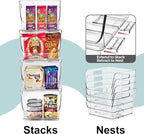 Sorbus Stackable Storage Bins Open Front, Clear Stackable Storage Bins, Pantry Bins for Storage and Organization, Acrylic Stackable Bins for Kitchen, Clear Pantry Organizer Bins (Medium Sqware 4 Pack)