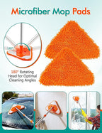 Ceiling Fan Cleaner Duster with 76" Extendable Long Handle,180° Wall Mop Cleaner for Walls/Ceiling Fans/Dust/Baseboards/Floors/Blade Blinds/dDoors Clean,Feather Duster Cleaning Kit