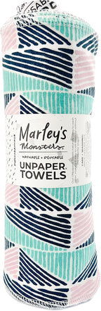 Marley's Monsters UNpaper Towels - 24 Count roll, Reusable Paper Towels, Paperless, Cotton, Tree Free (ModGeo)