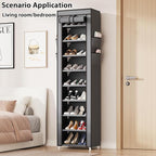 Calmootey 9 Tier Shoe Rack Organizer,Portable Shoe Shelf with Nonwoven Fabric Cover for Closet Hallway,Bedroom,Entryway,17.72x11.81x62.99inches,Grey