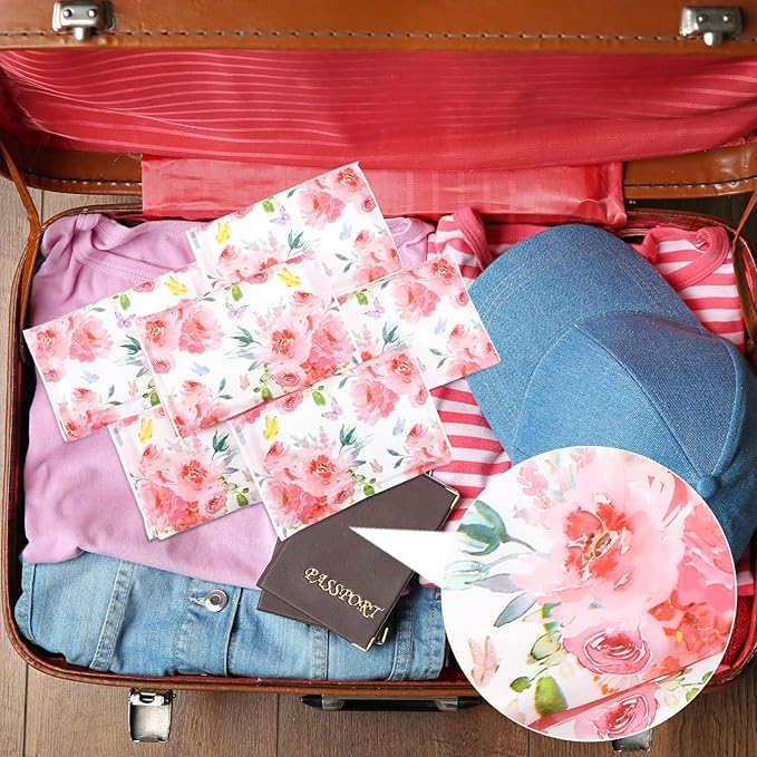 Geyee 50 Packs Facial Tissue Travel Packs Disposable Pocket Tissues for Wedding Guest Travel School Purse Home Supplies, 500 Sheets 3 Ply(Spring Floral)