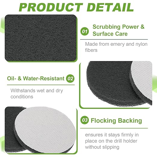 Power Scrub Pads, Scrubbing Pads 800 Grits Scouring Discs - Fitting for (Home Kitchen Cleaning - Drill Attachment - Scrubber Replacement) 8 Pcs & 4 Inch & Dark Gray