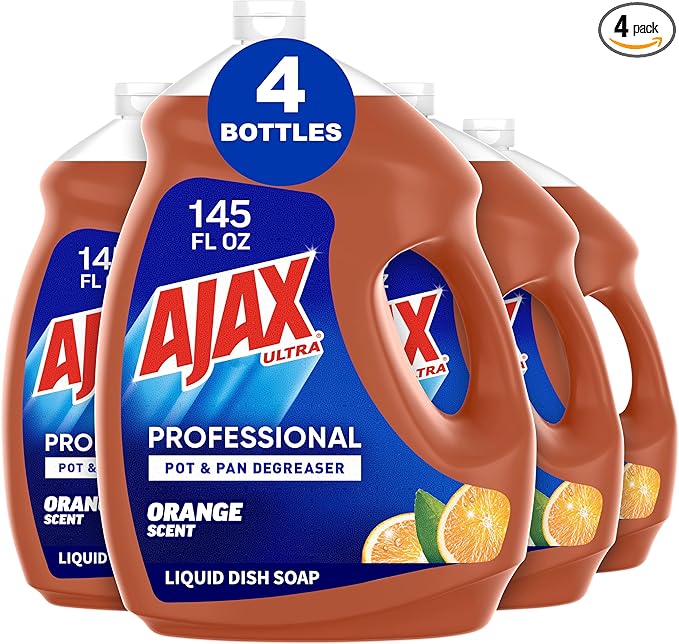 Ajax Ultra Professional Antibacterial Pot & Pan Dish Soap, Orange Scent, 145 fl. oz. (1.13 gal.), 4/Pack (61034313CT)