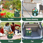 Qivine 17L Cleaning Caddy with Handle, Cleaning Supply Caddy, Foldable Tool Bag Cleaning Products Organizer, Portable Cleaning Bucket Caddy for Cleaning Supplies (Green)